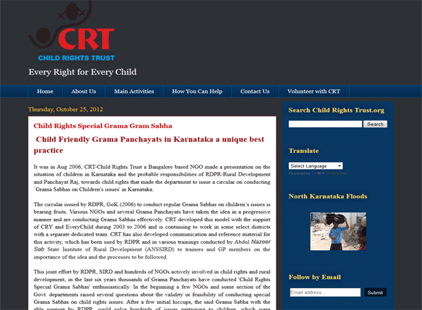 Child Rights Trust Website/Blog