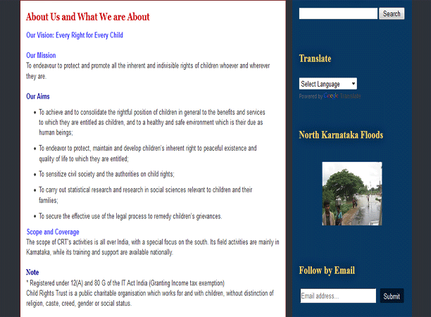 Child Rights Trust Website/Blog